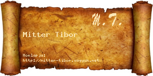 Mitter Tibor névjegykártya